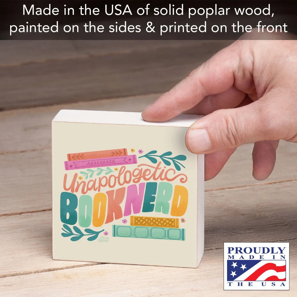 Highland : Home Book Nerd Freestanding Solid Wood Block Sign - Image 3