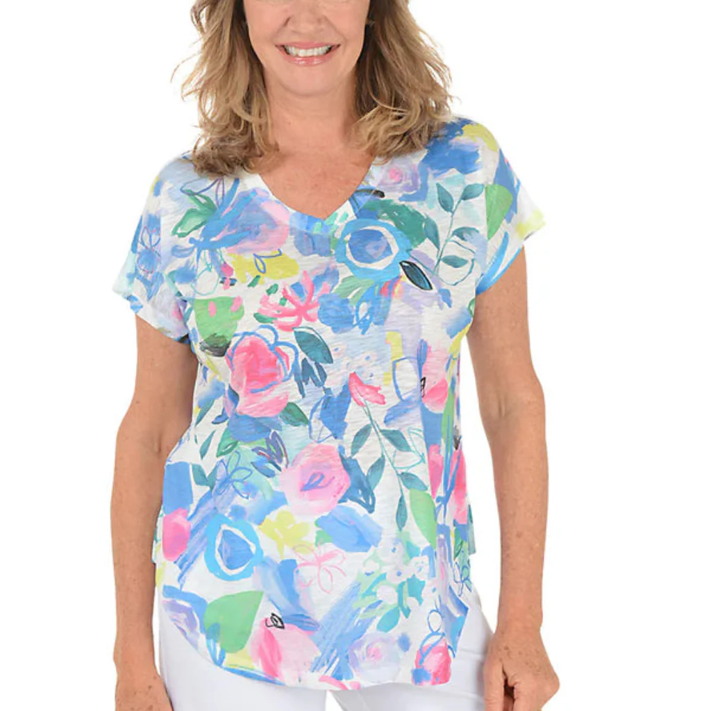 Jess & Jane : Camelia Slub Knit Short Sleeve Top