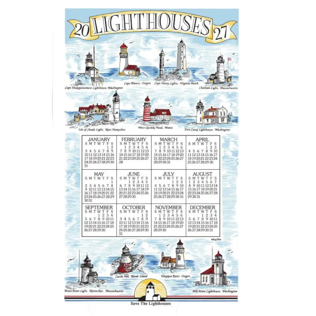 Kay Dee : Calendar Towel, Lighthouses - 2027