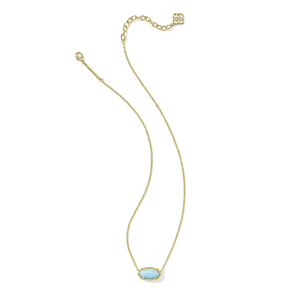 Kendra Scott : Elisa Pendant Gold Necklace - Light Teal Kyocera Opal - Image 2