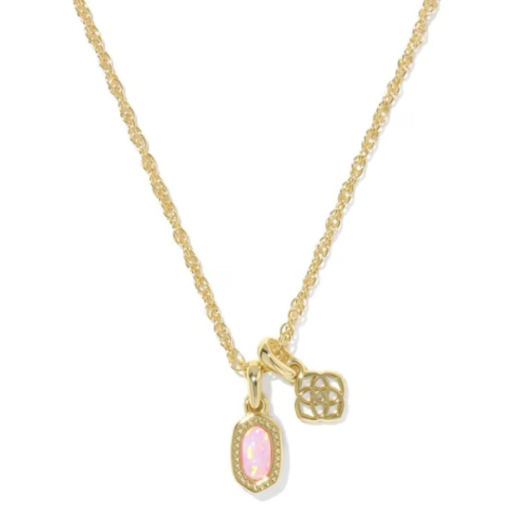 Kendra Scott : Mini Elisa Dira Gold Pink Necklace - Image 3