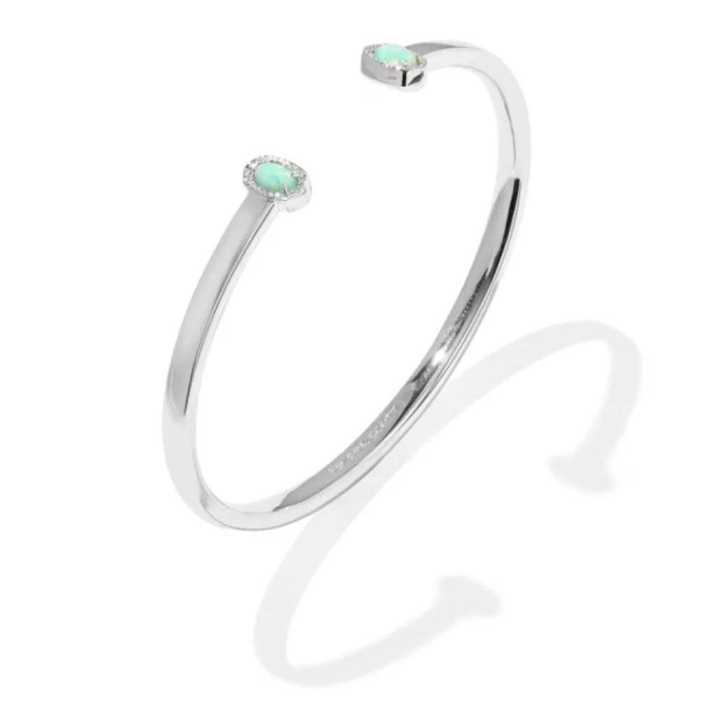 Kendra Scott : Mini Elton Silver Green Cuff Bracelet