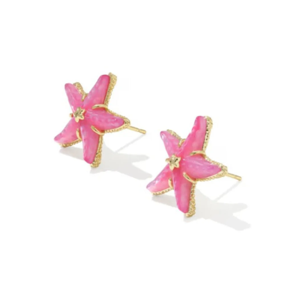 Kendra Scott : Parker Starfish Gold Pink Earrings - Image 2