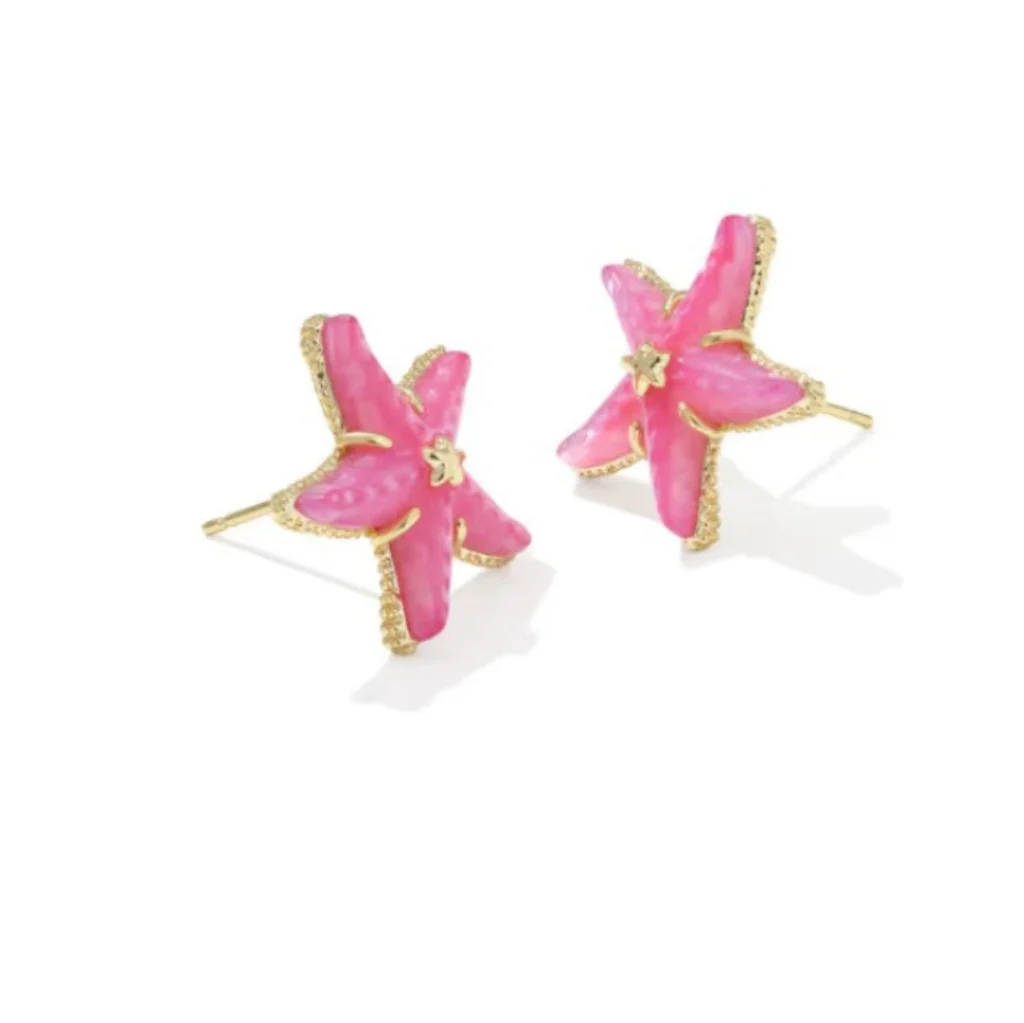 Kendra Scott : Parker Starfish Gold Pink Earrings - Image 3