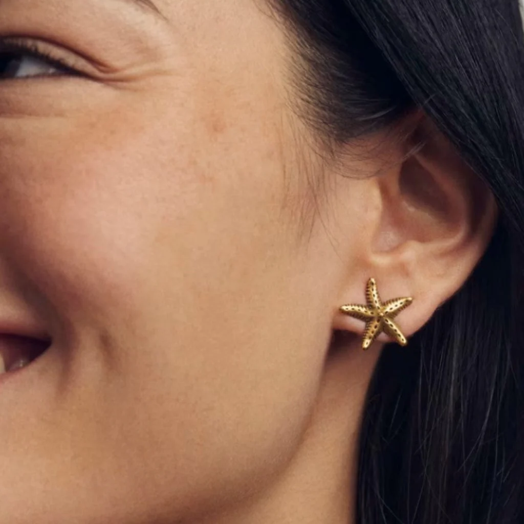 Kendra Scott : Parker Starfish Vintage Gold Metal Stud Earrings - Image 4