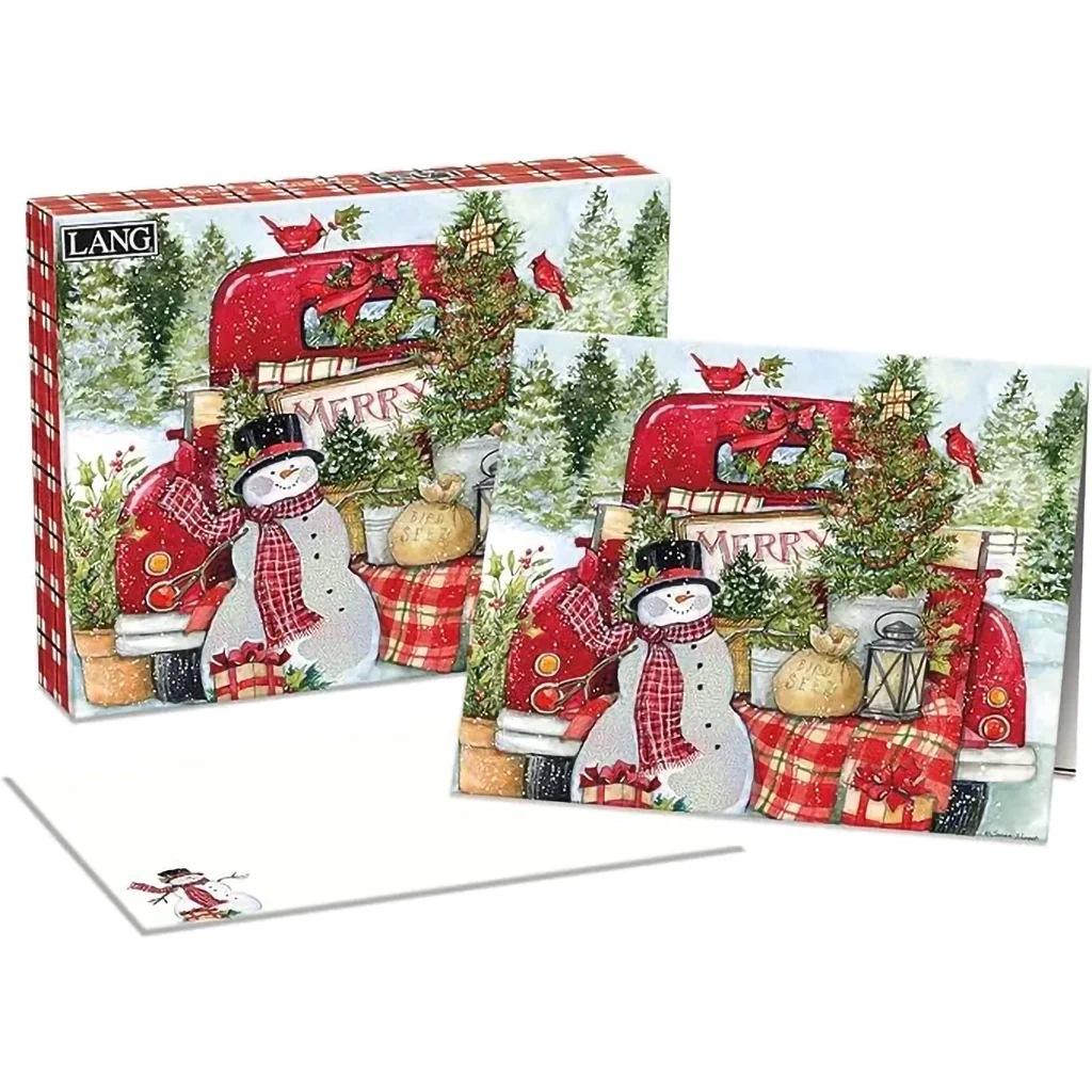 Lang : Classic Red Truck with Snowman Boxed Cards