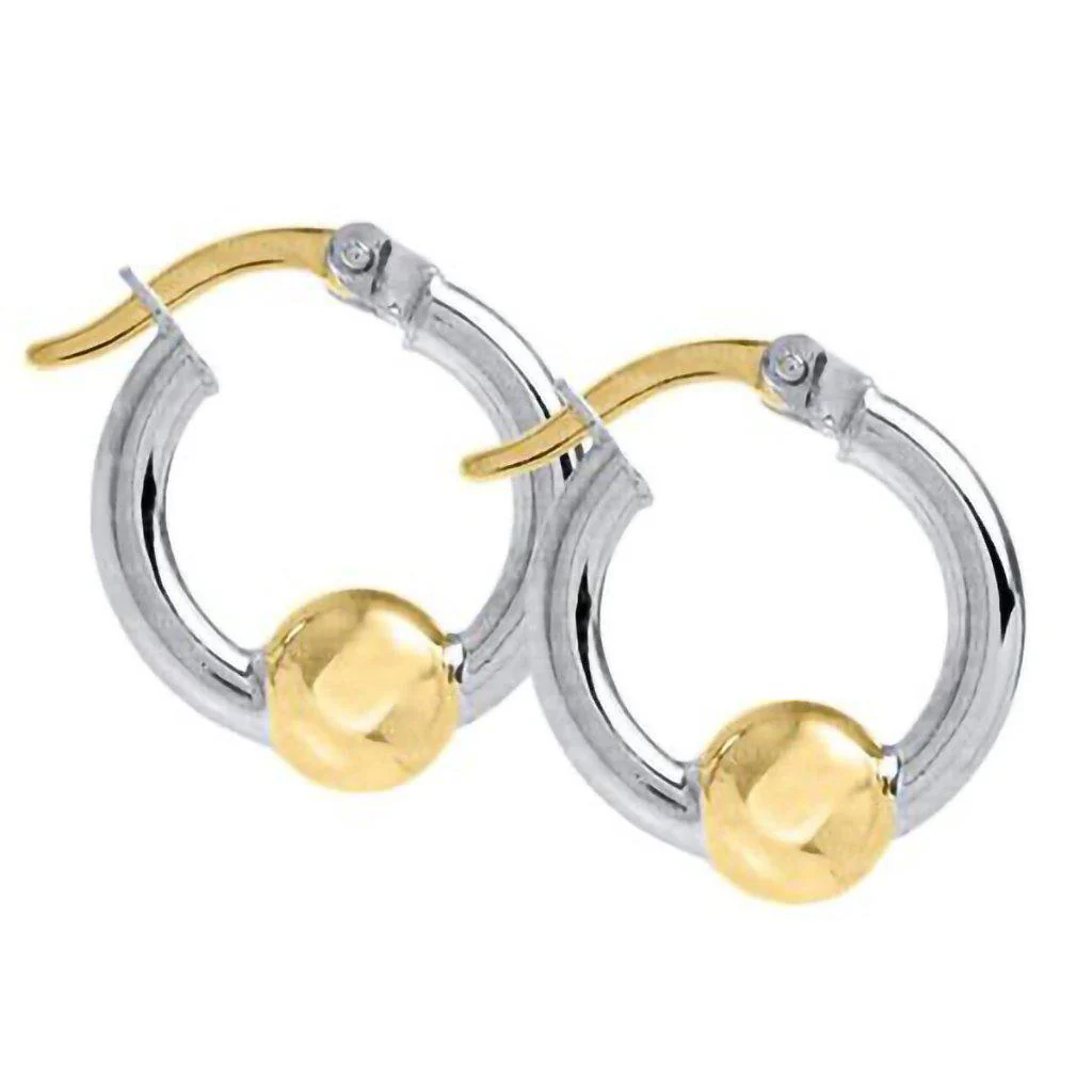 Cape Cod : Extra Small Gold Ball Hoop Earrings - Two Tone