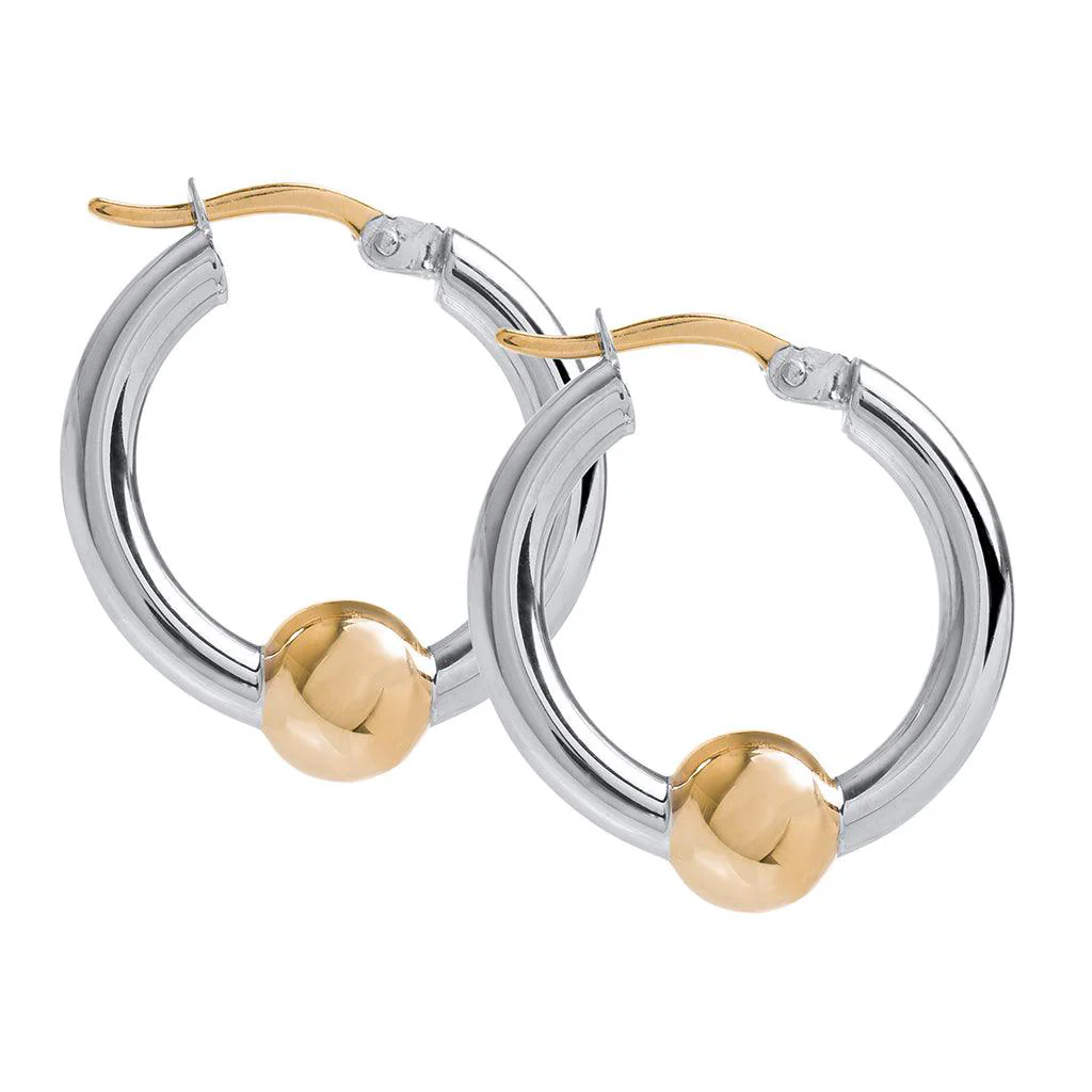 Cape Cod : Small Gold Ball Hoop Earrings - Two Tone