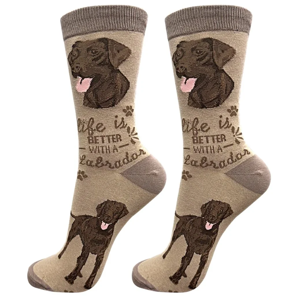 Life Is Better : Crew Socks - Chocolate Labrador