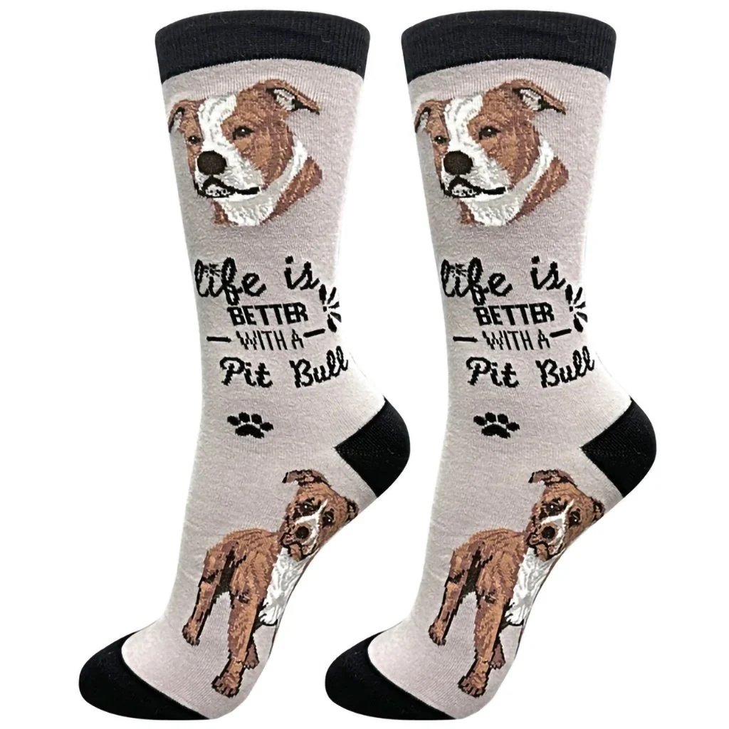 Life Is Better : Crew Socks - Pit Bull
