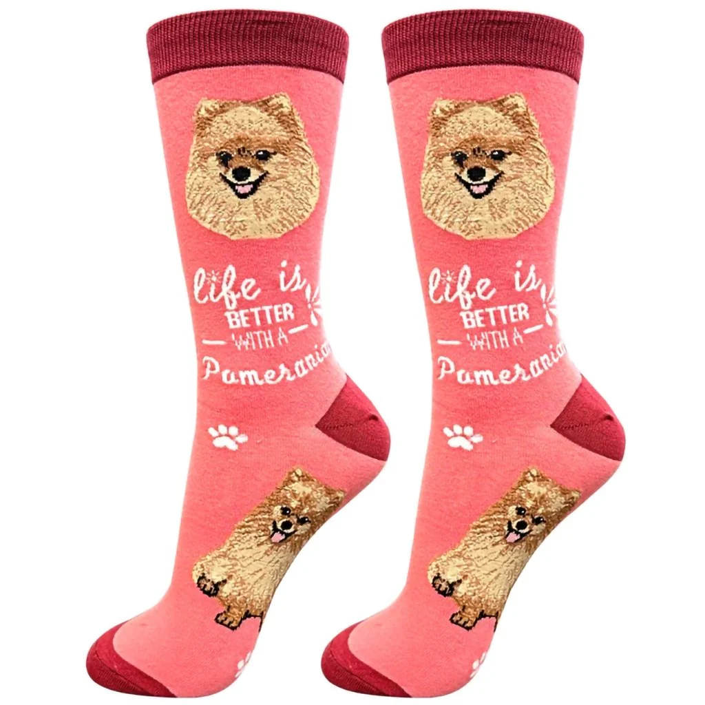 Life Is Better : Crew Socks - Pomeranian