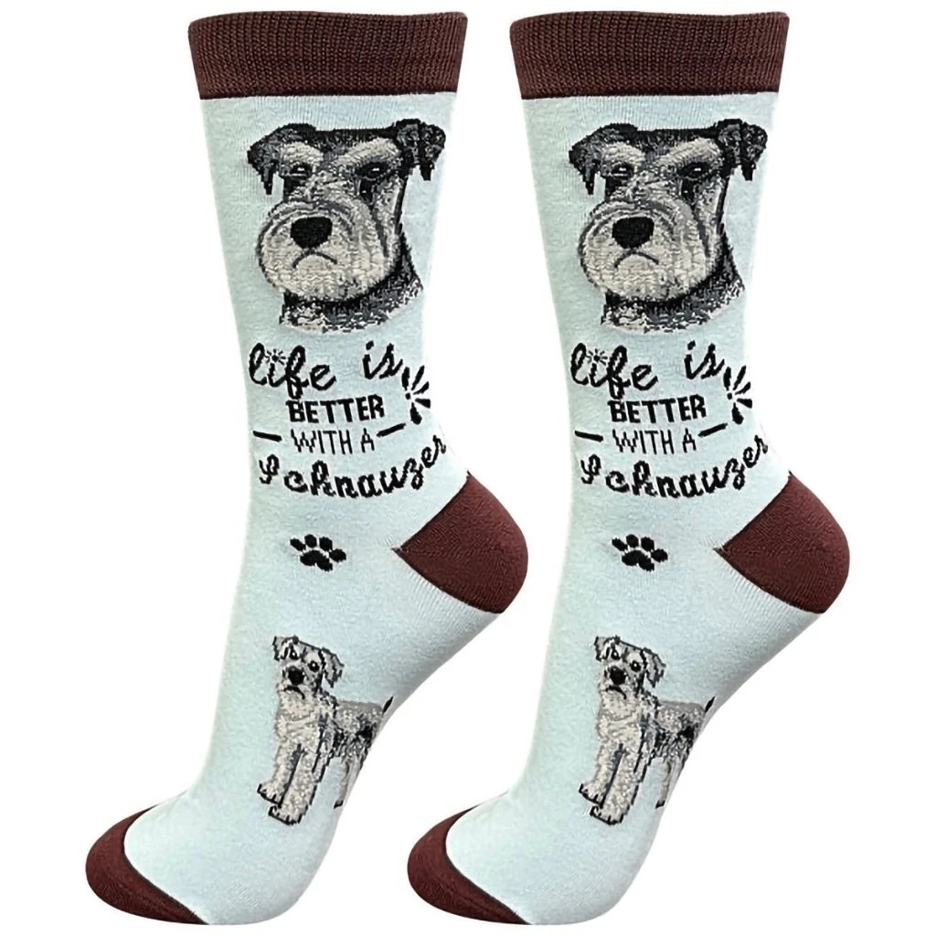 Life Is Better : Crew Socks - Schnauzer