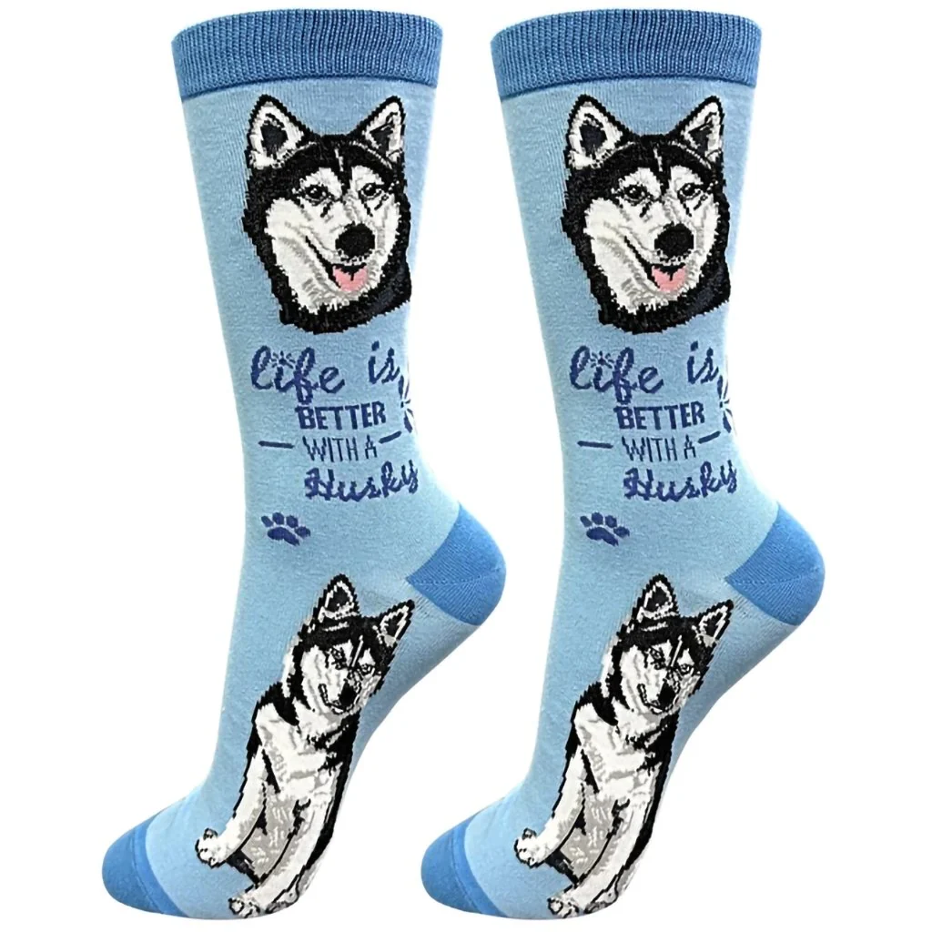 Life Is Better : Crew Socks - Siberian Husky