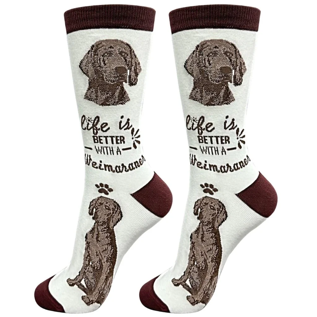 Life Is Better : Crew Socks - Weimaraner