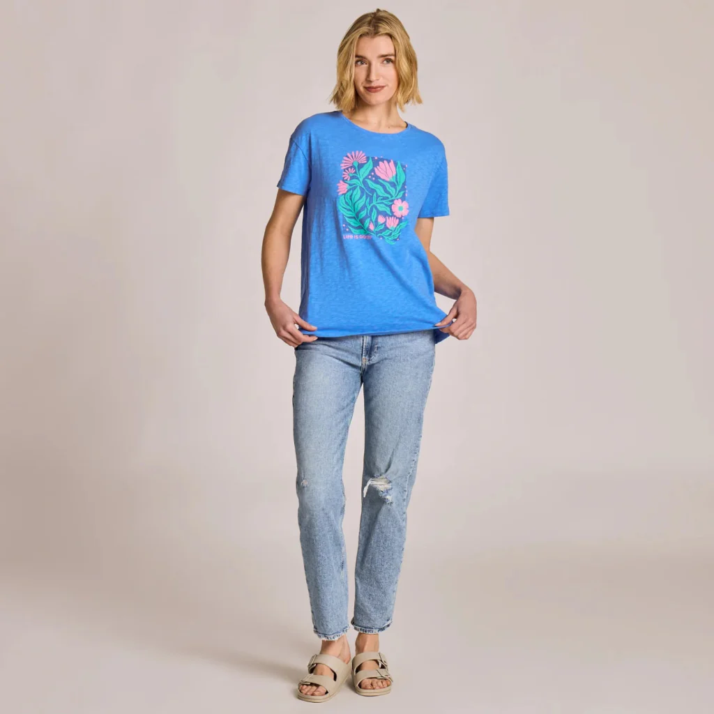 Life Is Good : Garden Floral Linework T-Shirt - Image 2