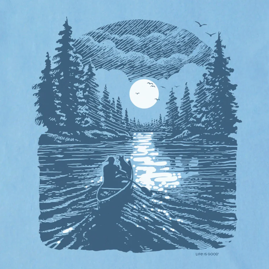 Life Is Good : Men's Full Moon Canoe Crusher T-shirt - Image 2