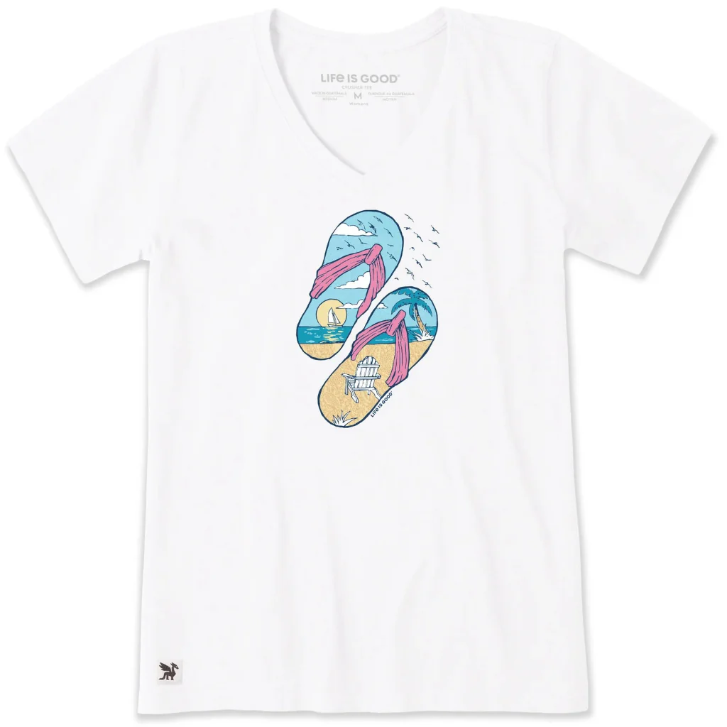 Life Is Good : Women's Beachy Sailing Flip Flops T-Shirt