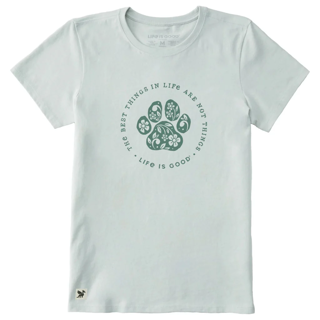 Life Is Good : Women's Best Things in Life Are Dog Paws Floral Short T-Shirt