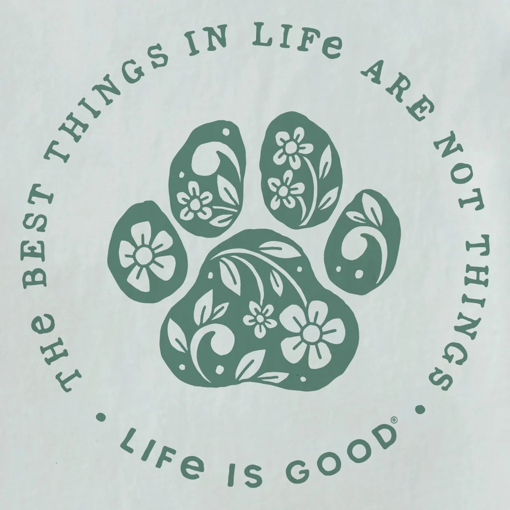 Life Is Good : Women's Best Things in Life Are Dog Paws Floral Short T-Shirt - Image 2