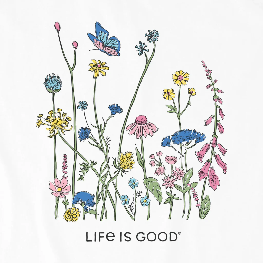 Life Is Good : Women's Butterfly Flower Crusher T-Shirt - Image 2