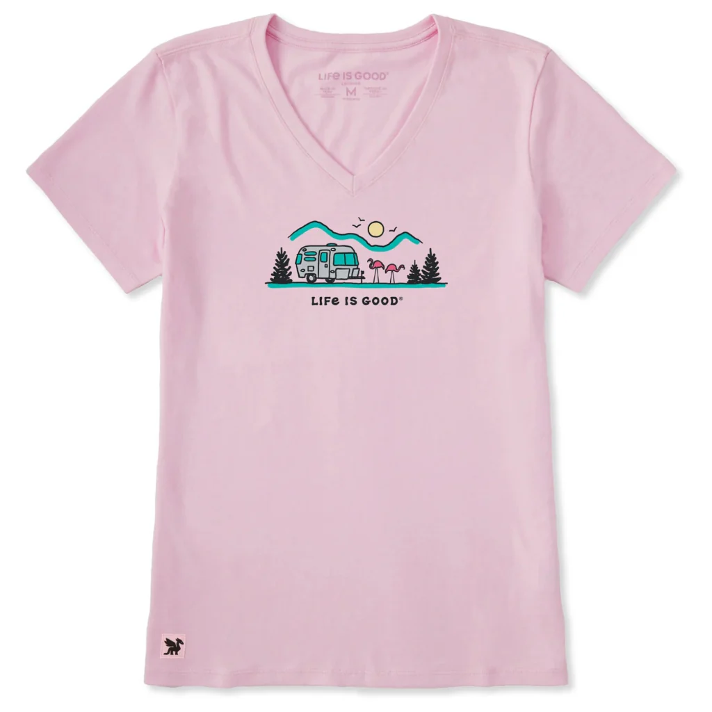 Life Is Good : Women's Camper Flamingo Vista T-Shirt