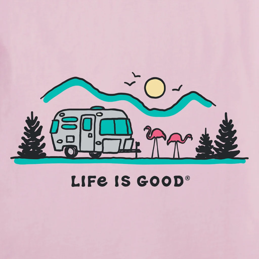 Life Is Good : Women's Camper Flamingo Vista T-Shirt - Image 2
