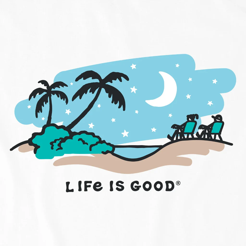 Life Is Good : Women's Moonlit Palm Vista Short T-Shirt - Image 2