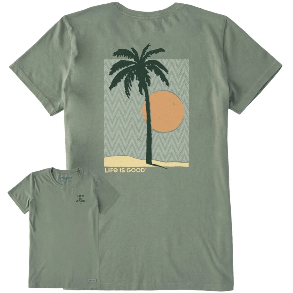 Life Is Good : Women's Palm Tree Beach Crusher T-Shirt