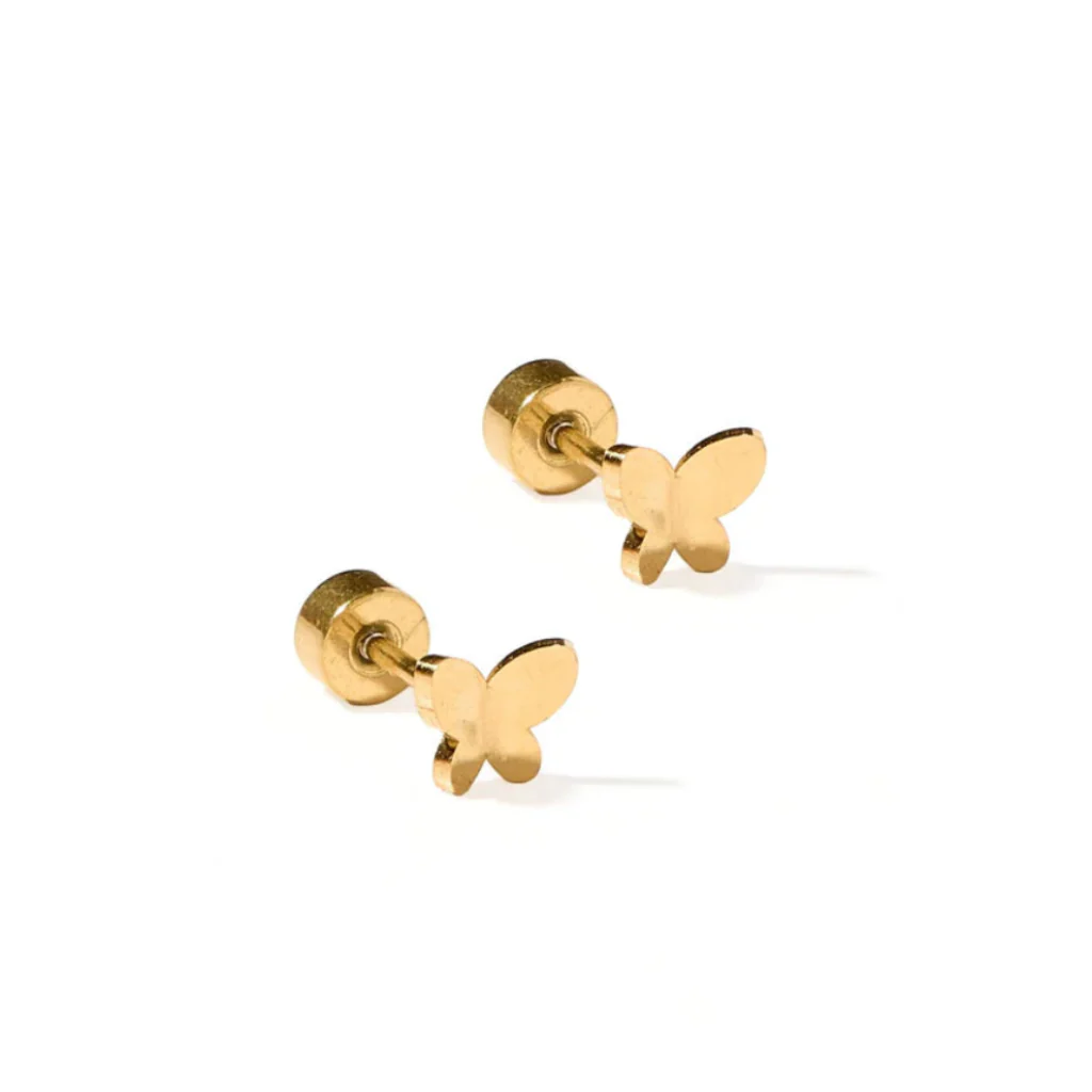 Linny Co : Screwback Stud Earrings - Billie Butterfly Gold