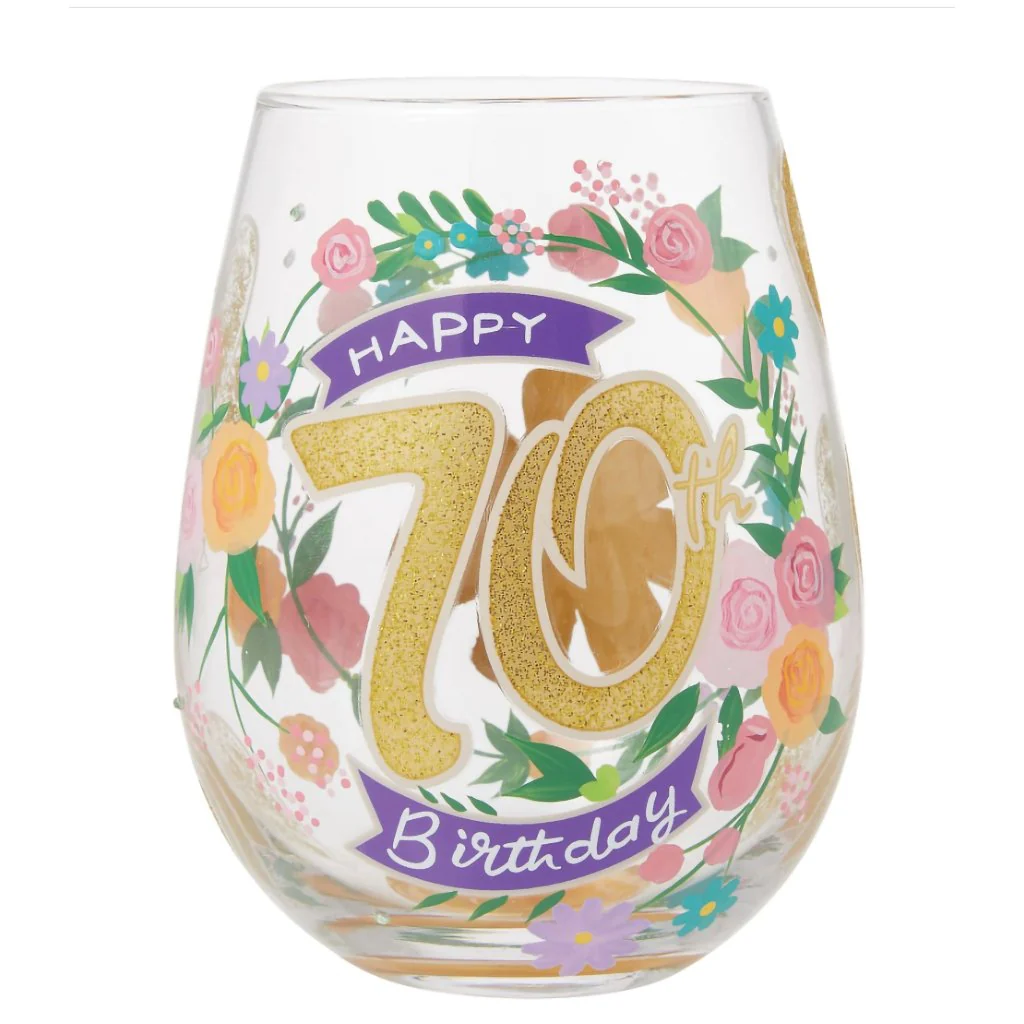 Lolita : Happy 70th Stemless Wine Glass