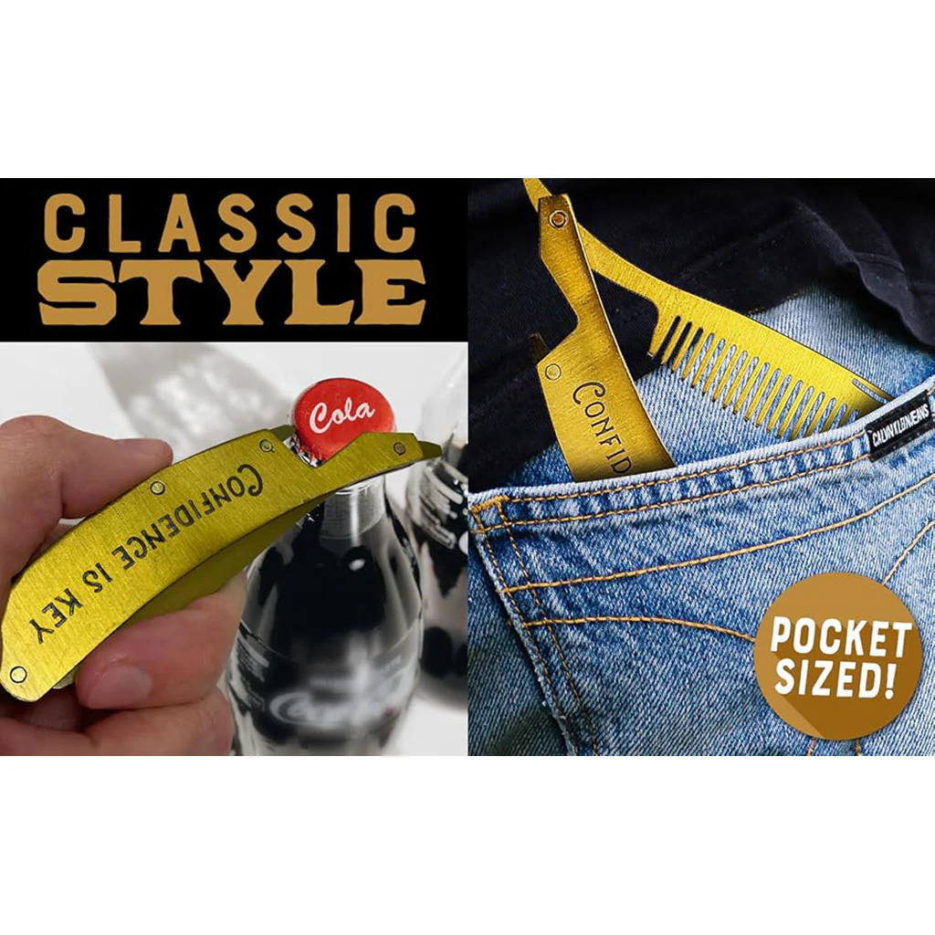 Lucky Jack : Fancy Brass Beard Comb - Image 2