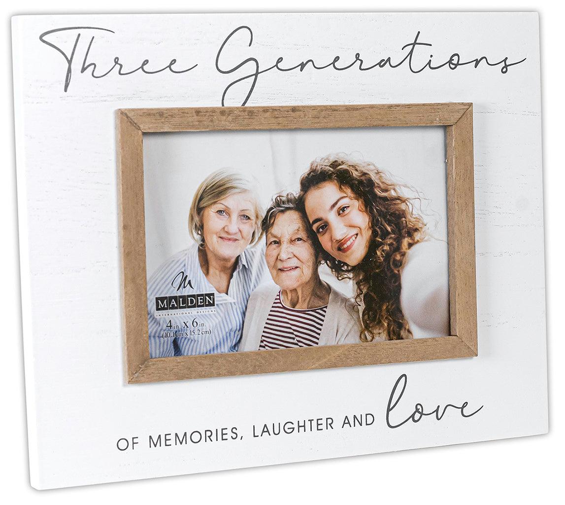 Malden : 3 Generations Rustic Script Photo Frame - 4x6