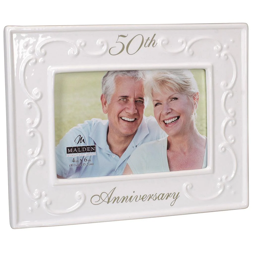 Malden : 50th Anniversary Ceramic Photo Frame - 4x6