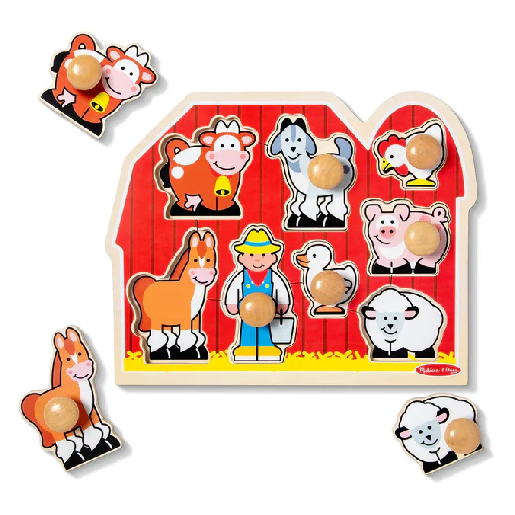 Melissa & Doug : Farm Friends Jumbo Peg Puzzle - 8 Pieces - Image 2