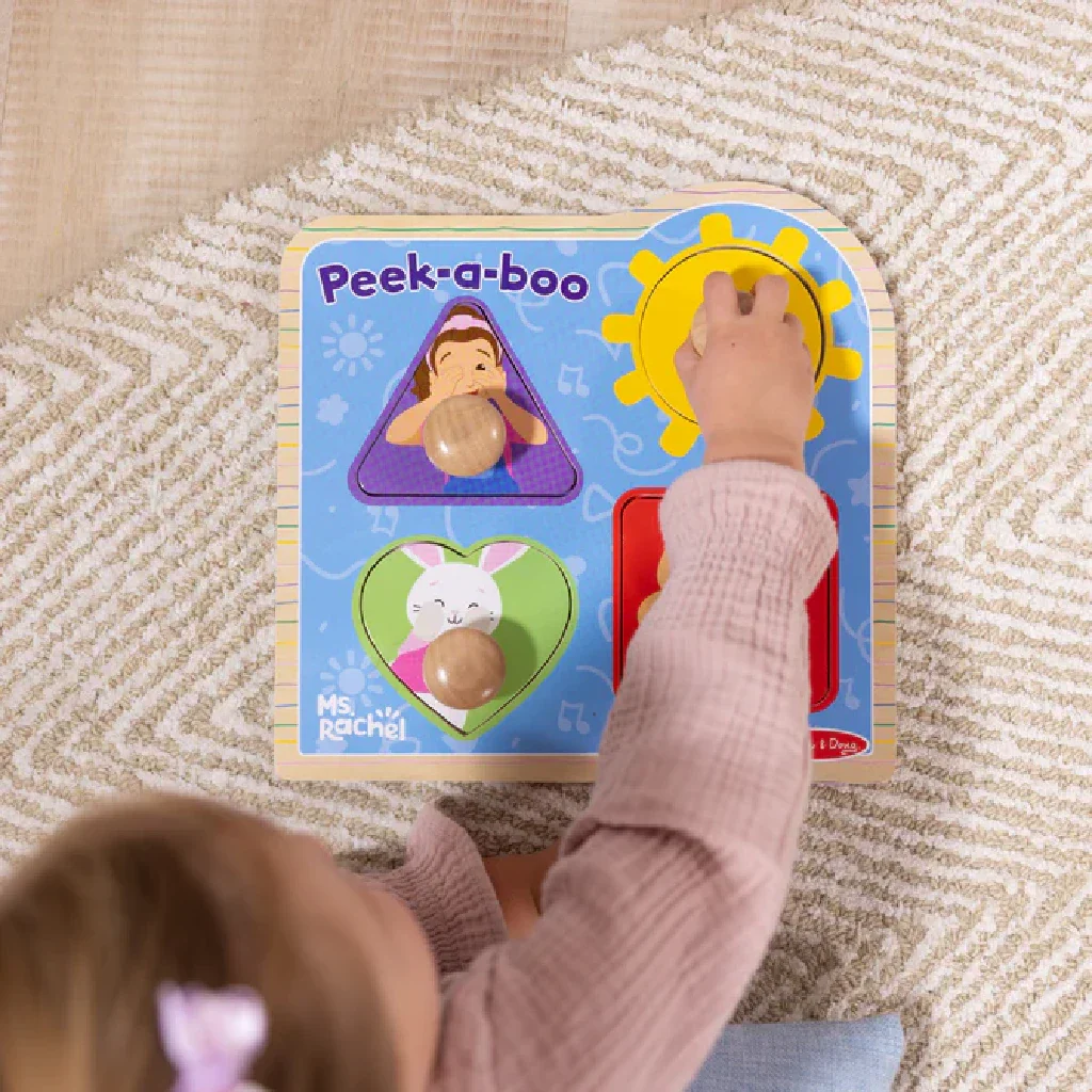 Melissa & Doug : Wooden Peek-a-Boo Jumbo Peg Puzzle - Image 5