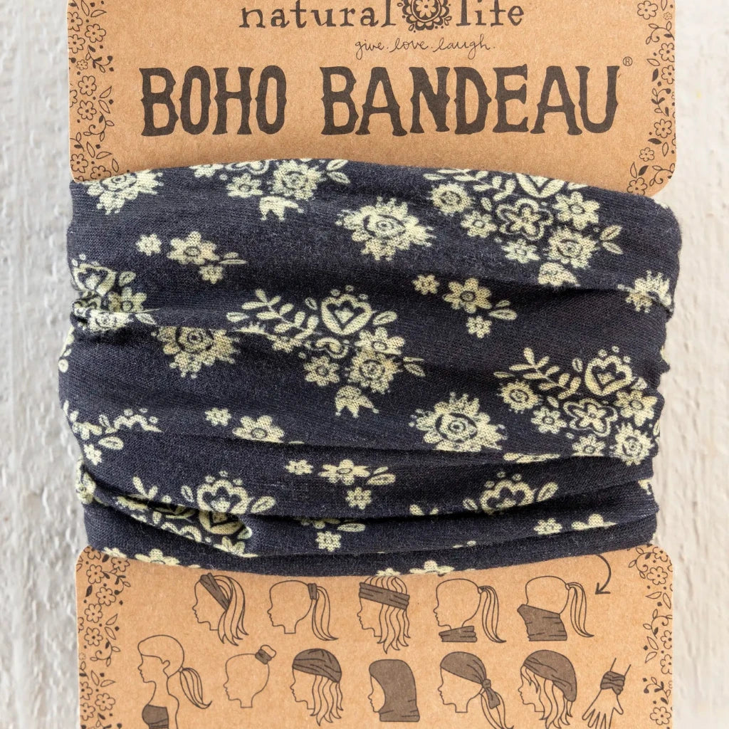 Natural Life : Black Cluster Medallions Full Boho Headband
