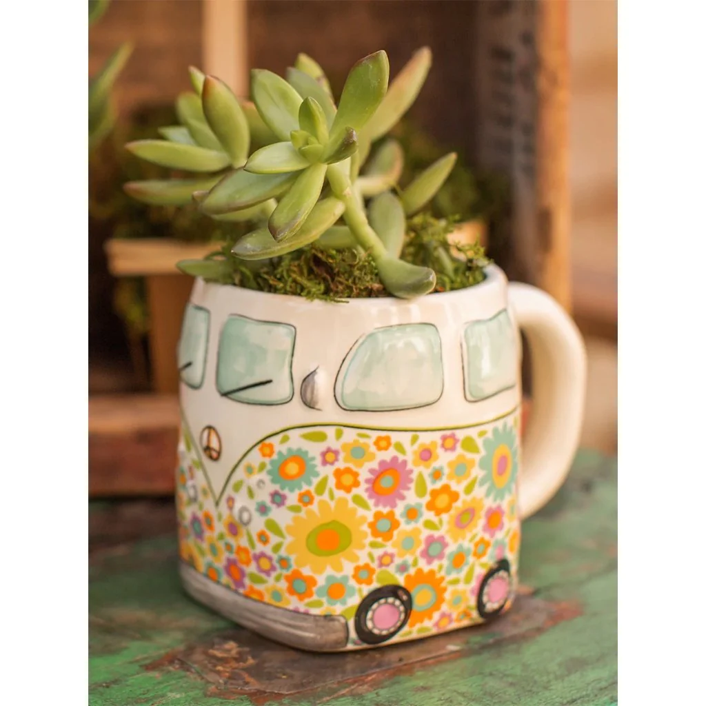 Natural Life : Folk Art Coffee Mug - Yellow Van - Image 5