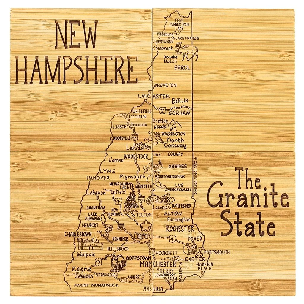 New Hampshire State Puzzle 4 Piece Bamboo Coaster Set with Case - Image 3