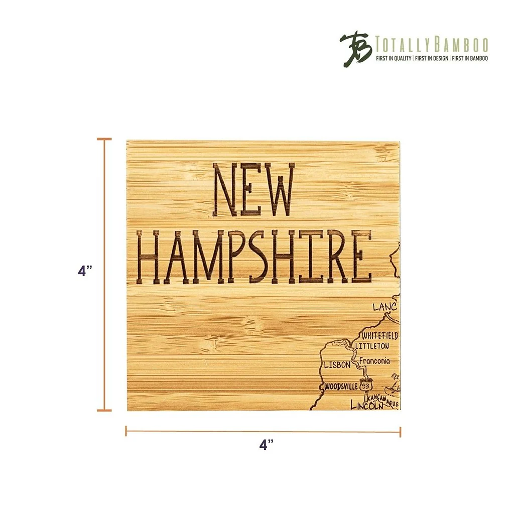 New Hampshire State Puzzle 4 Piece Bamboo Coaster Set with Case - Image 4