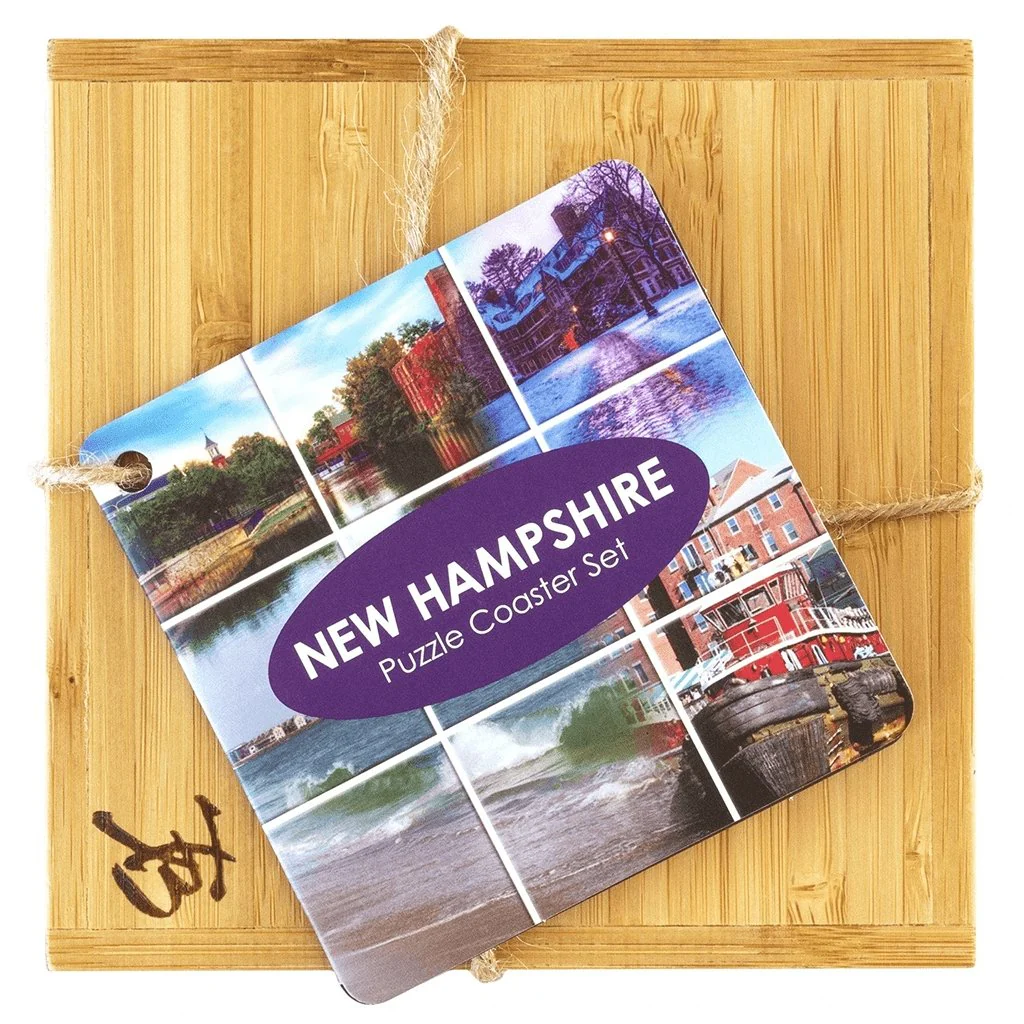 New Hampshire State Puzzle 4 Piece Bamboo Coaster Set with Case - Image 7