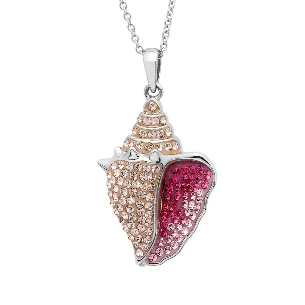 Ocean : Pink Conch Necklace with Crystals