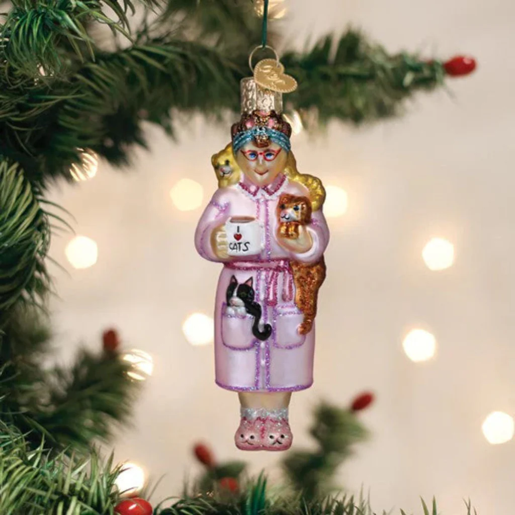 Old World Christmas : Cat Lady Ornament - Image 2