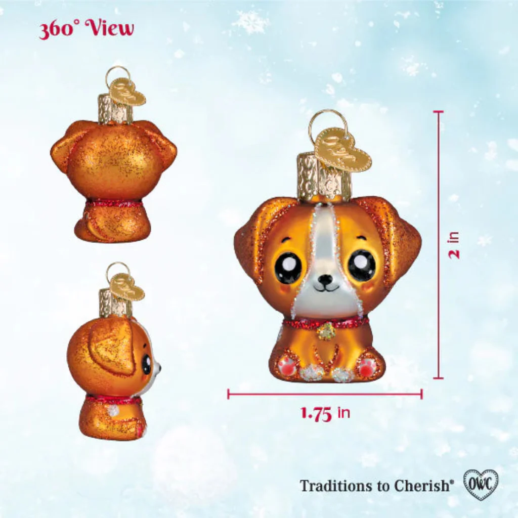 Old World Christmas : Mini Kawaii Dog Ornament - Image 3