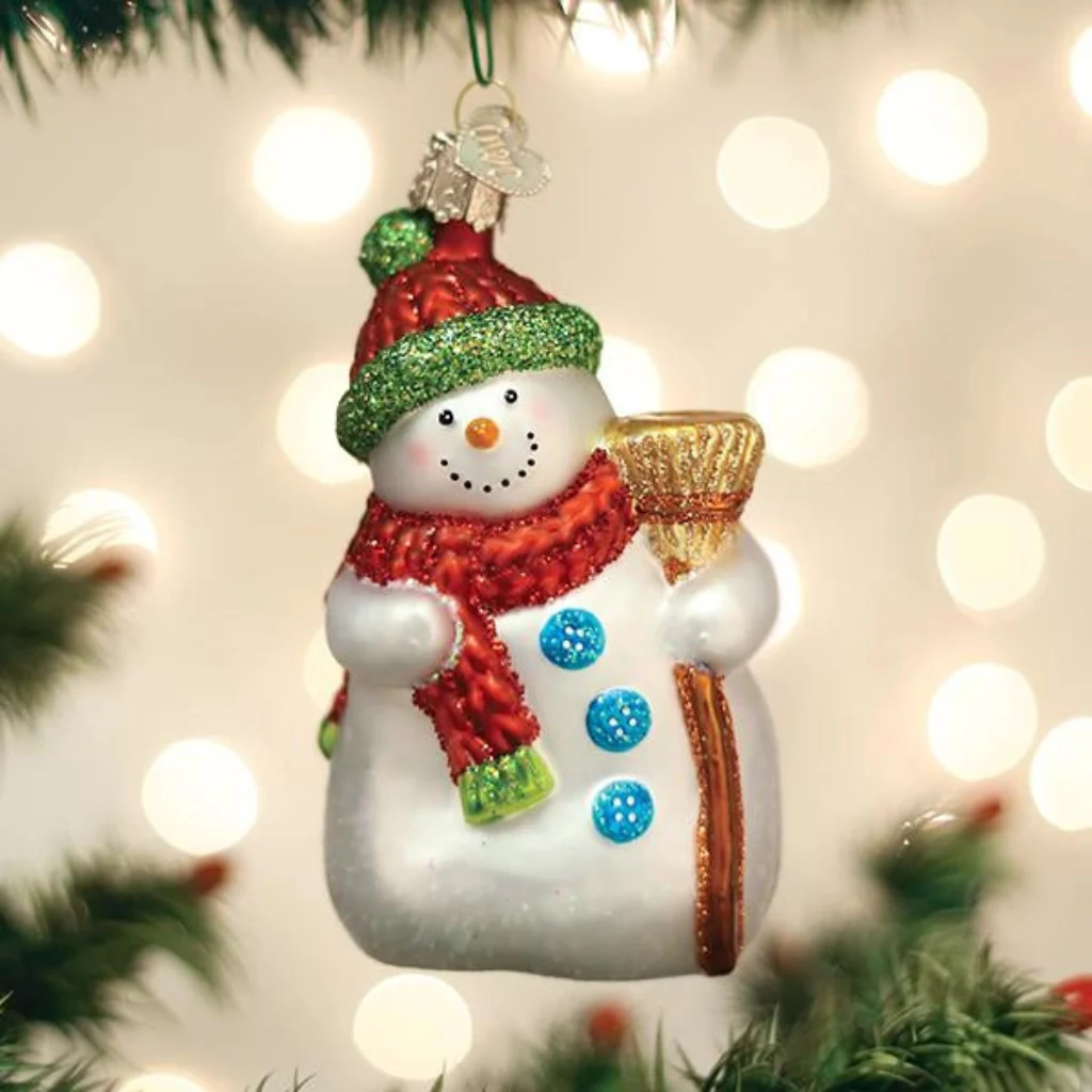 Old World Christmas : Snowman With Broom Ornament