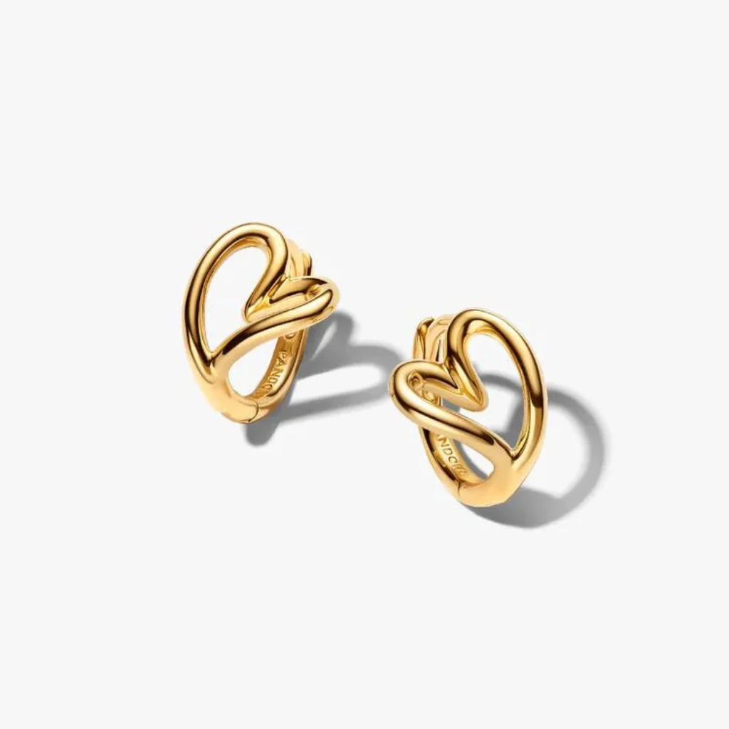 Pandora : Organically Shaped Heart Small Hoop Earrings