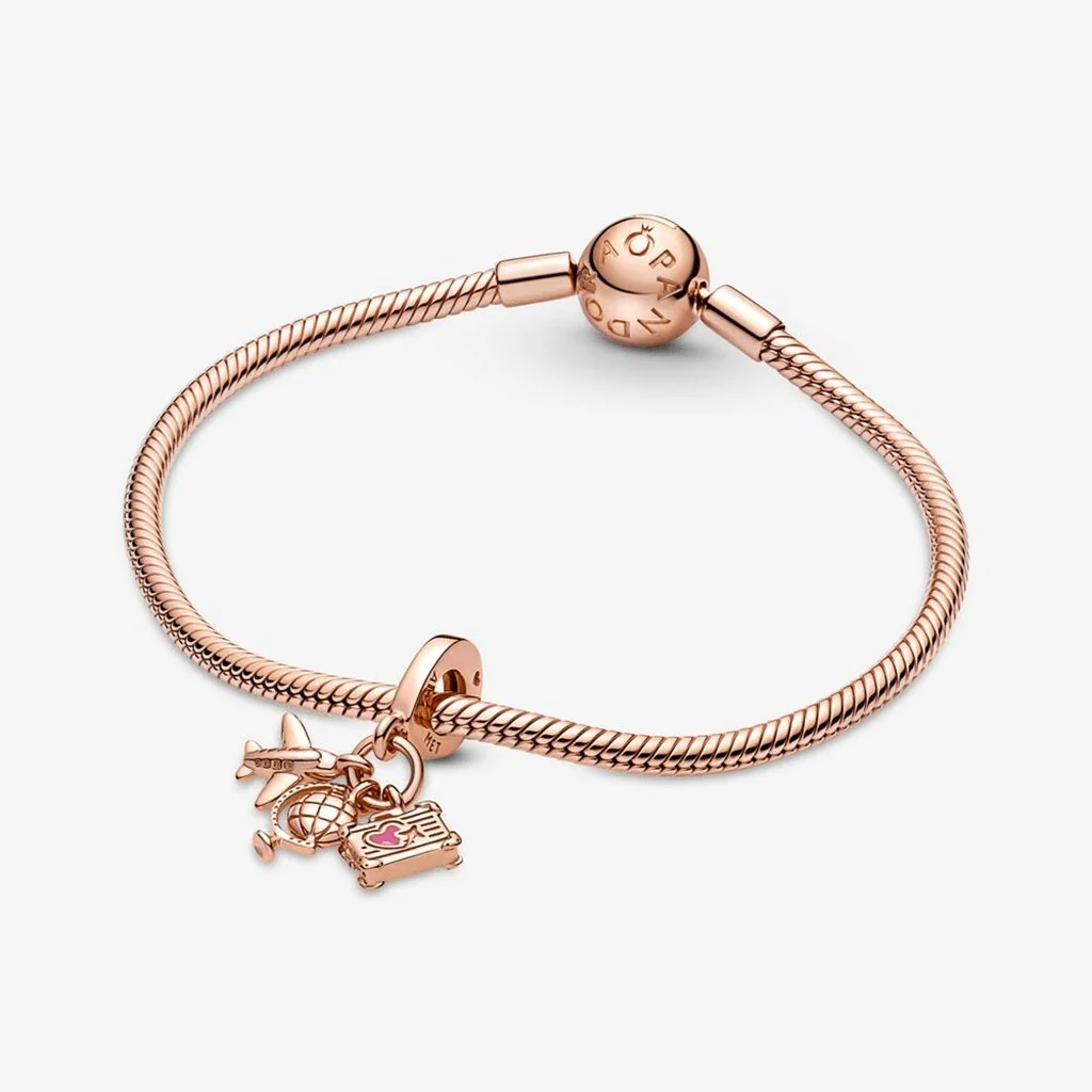 PANDORA : Airplane, Globe & Suitcase Triple Dangle Charm - Image 5