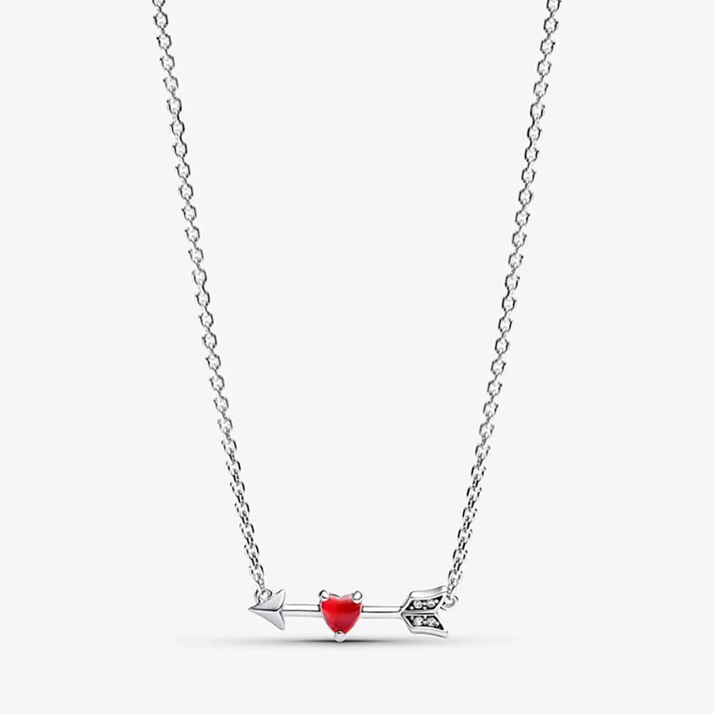 PANDORA : Arrow & Murano Glass Heart Necklace