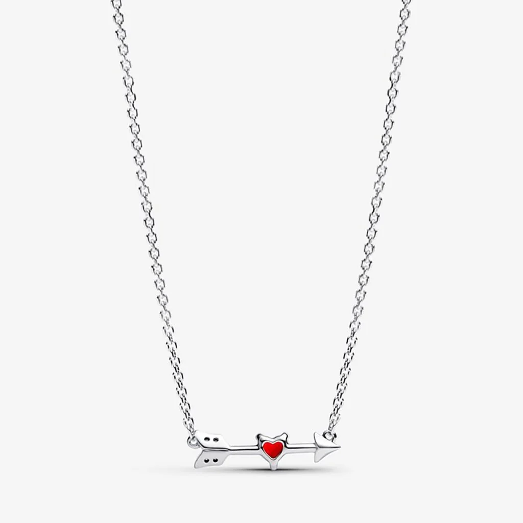 PANDORA : Arrow & Murano Glass Heart Necklace - Image 3