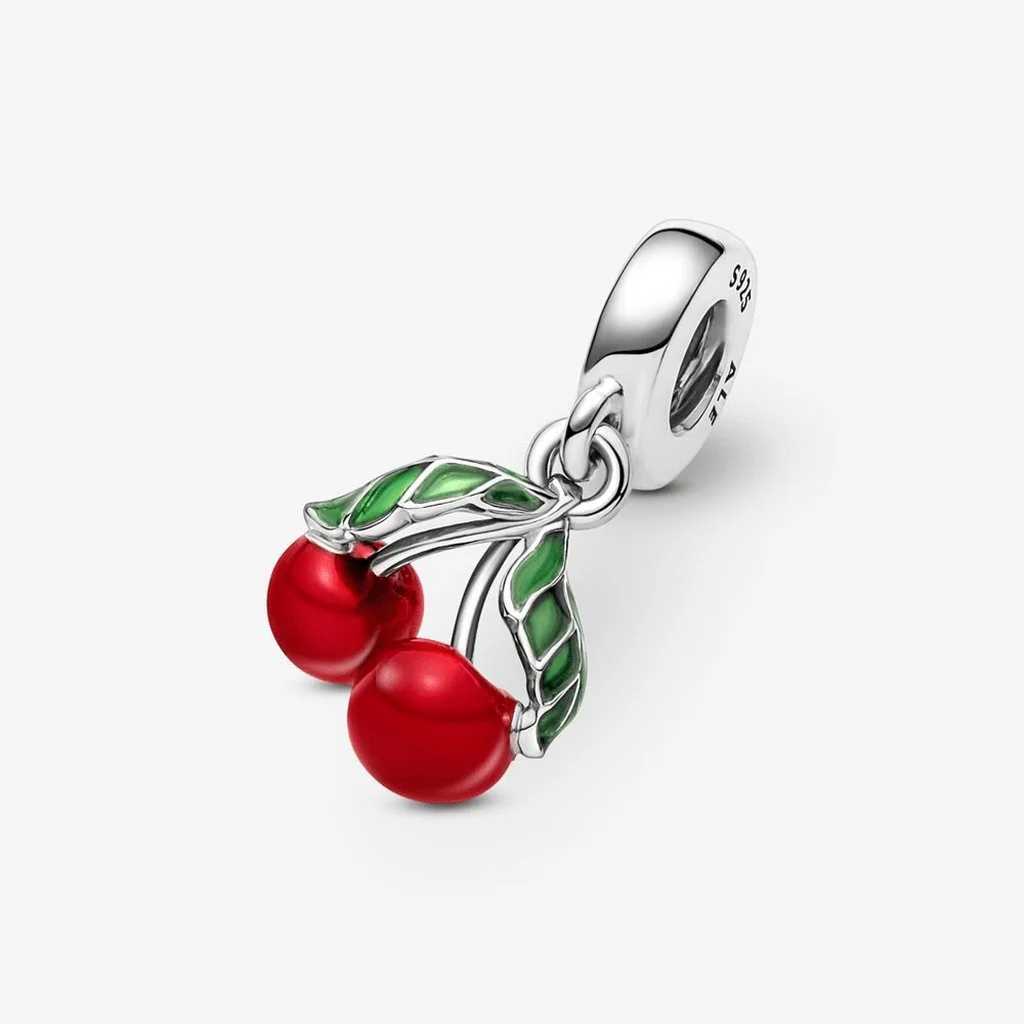 PANDORA : Asymmetrical Cherry Fruit Dangle Charm - Image 3