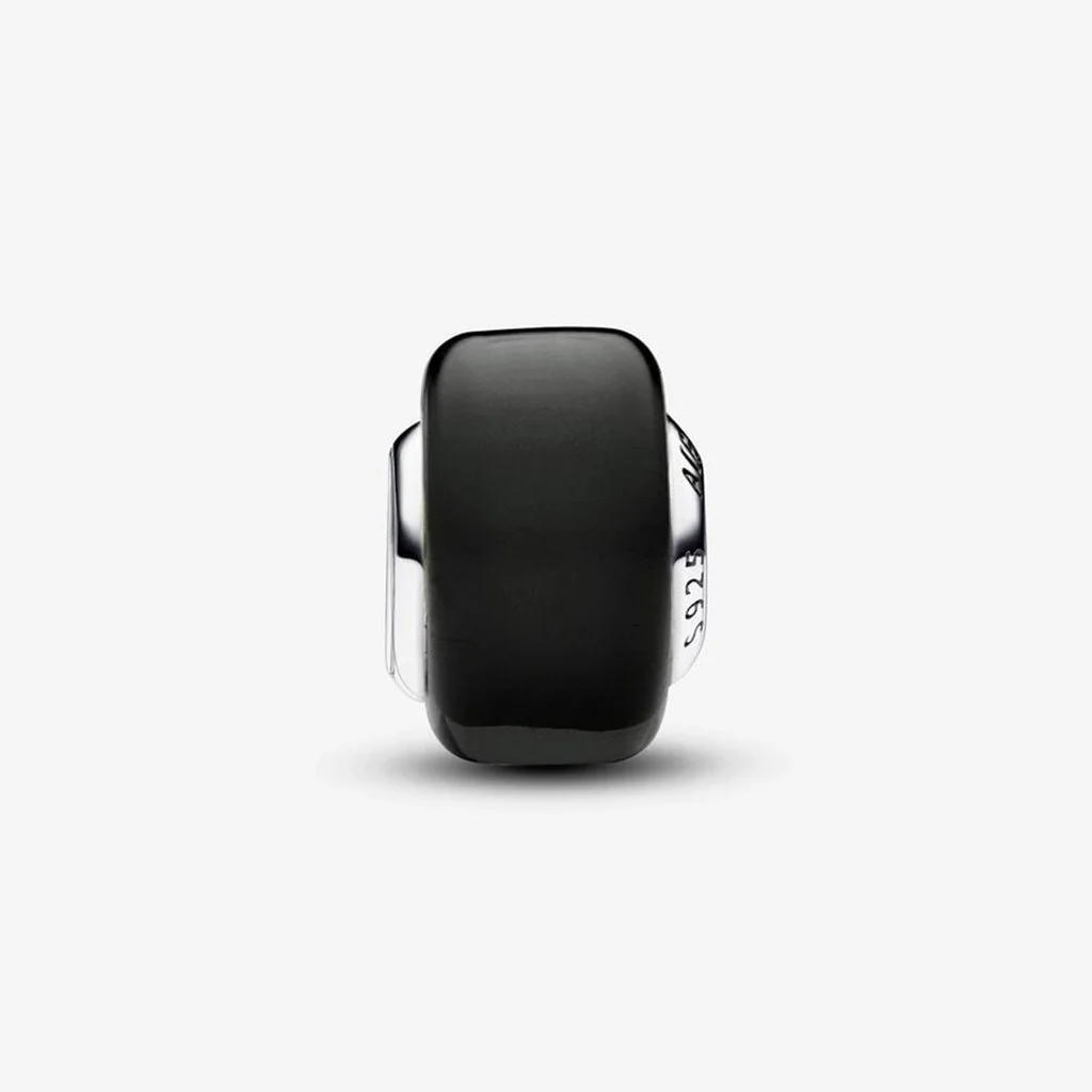 PANDORA : Black Mini Murano Glass Charm in Sterling Silver - Image 4
